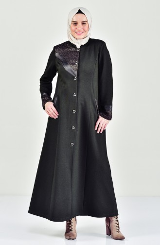 Large Size Garnished Overcoat 1077-01 Khaki 1077-01