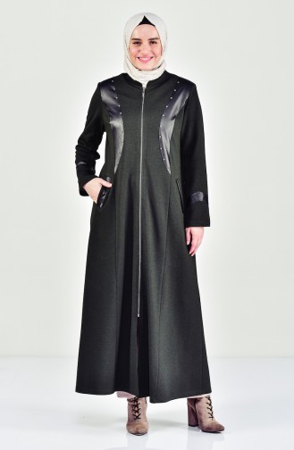 Large Size Zippered Overcoat  1080-02 Khaki 1080-02
