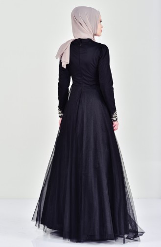 Robe de Soirée a Dentelle 6147-01 Noir 6147-01