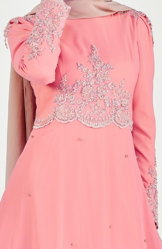 Laced Pearl Evening Dress 6151-01 Salmon 6151-01