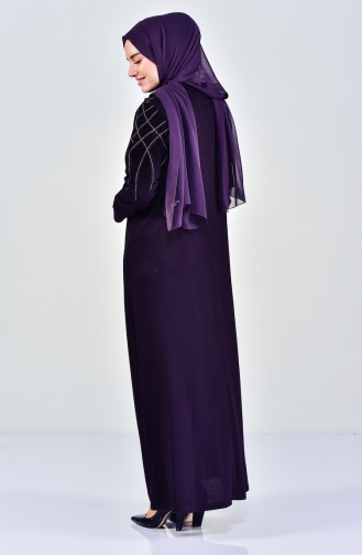 Large size Garnished Dress 4833-01 Purple 4833-01