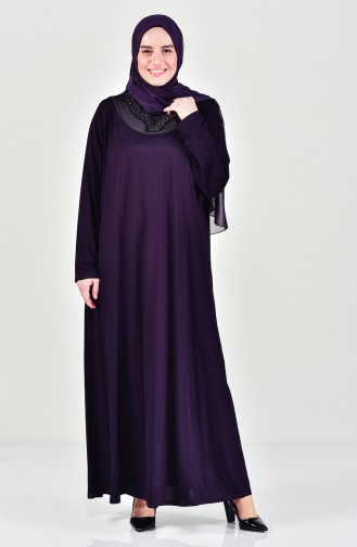 Large size Patterned Dress 4841-05 Purple 4841-05