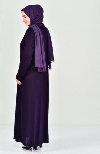 Large size Patterned Dress 4841-05 Purple 4841-05