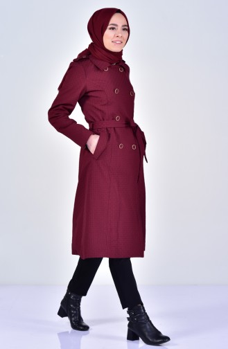 Buttoned Trench Coat 0203-03 Claret Red 0203-03