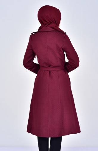 Buttoned Trench Coat 0203-03 Claret Red 0203-03