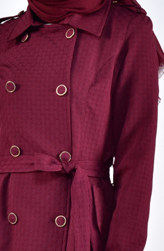 Buttoned Trench Coat 0203-03 Claret Red 0203-03