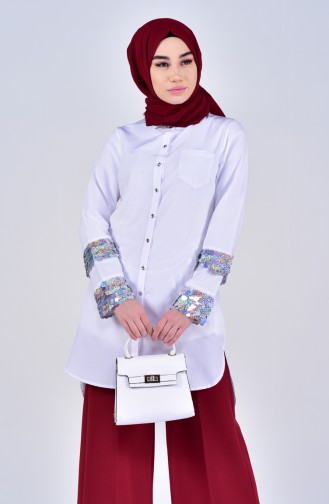 Sequin Detailed Shirt 1811930-100 White 1811930-100