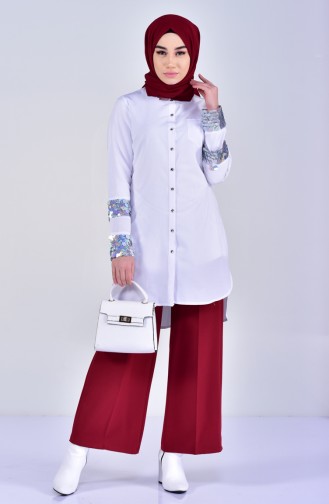 Sequin Detailed Shirt 1811930-100 White 1811930-100