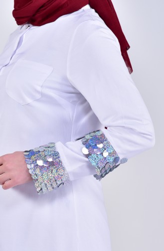 Sequin Detailed Shirt 1811930-100 White 1811930-100