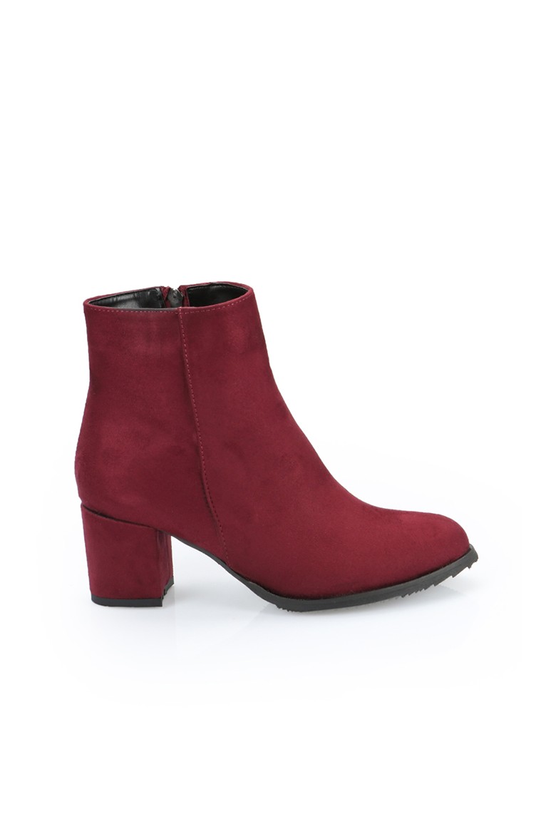 Bayan Bot 11215-01 Bordo Süet