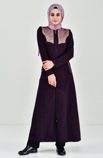 Winterliches Abaya mit Patchwork 5918-01 Dunkel Zwetschge 5918-01