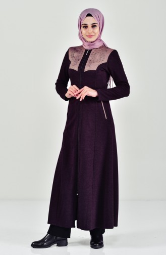 Winterliches Abaya mit Patchwork 5918-01 Dunkel Zwetschge 5918-01