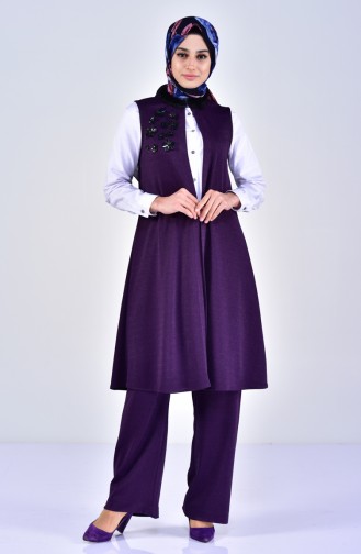 Silvery Vest Pants Double Suit 0242-04 Purple 0242-04