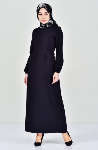 Kleid mit Falten 2040-01 Schwarz 2040-01