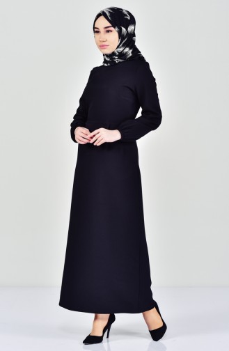 Kleid mit Falten 2040-01 Schwarz 2040-01