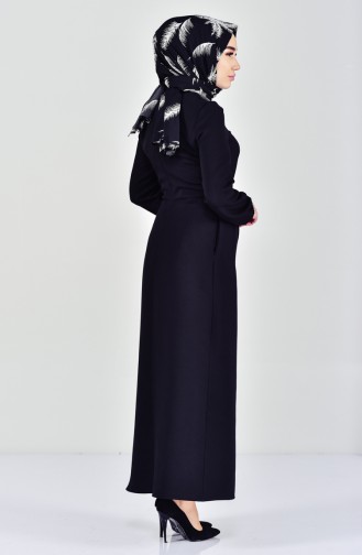 Pileli Elbise 2040-01 Siyah