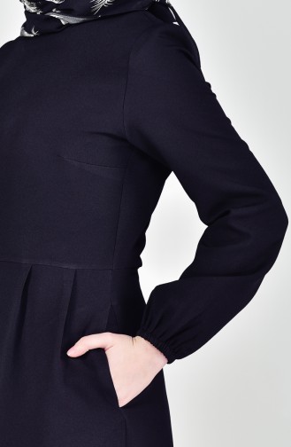 Kleid mit Falten 2040-01 Schwarz 2040-01