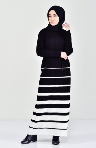 Schwarz Hijab Kleider 9102-01