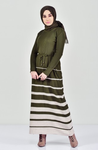 Khaki Hijab Dress 9102-03