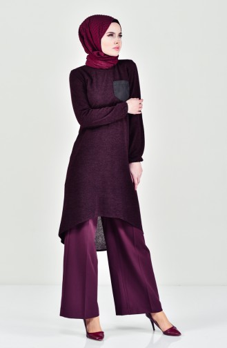 Slim Asymmetric Knitwear Tunic 2243-01 Purple 2243-01