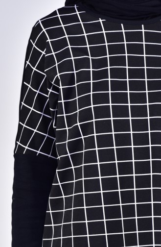 Checkered Long Tunic 7720-01 Black 7720-01