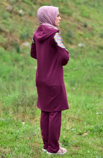 Sequined Tracksuit Suit 1405-04 Purple 1405-04