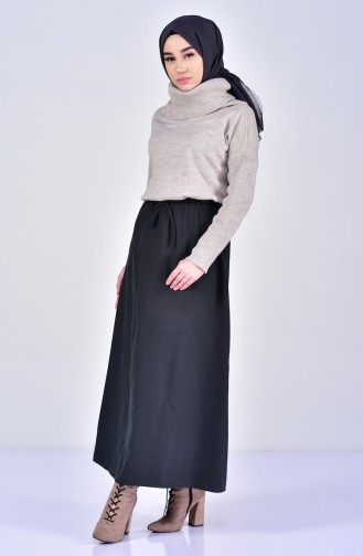 Waist Elastic Skirt 1025-10 Dark Khaki Green 1025-10