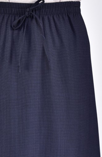 Waist Elastic Patterned Skirt 1045 A-01 Navy Blue 1045A-01