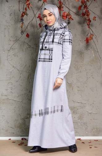 YNS Hooded Dress 4046-01 Gray 4046-01