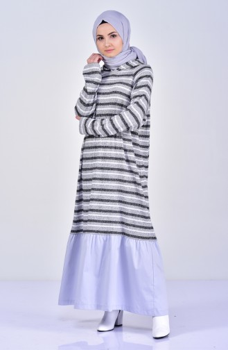 Trikot Kleid mit Kapuze 1006-01 Grau 1006-01