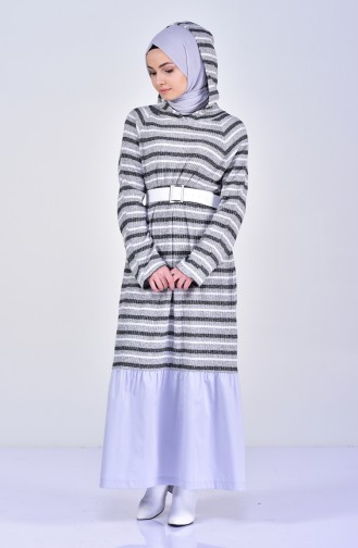 Trikot Kleid mit Kapuze 1006-01 Grau 1006-01