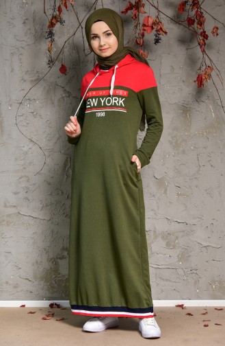 Khaki Hijab Dress 4039-04