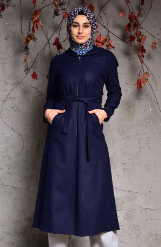 Belted Cachet Coat 1006-02 Navy Blue 1006-02