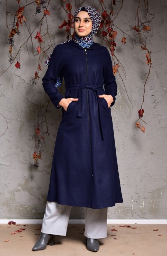 Belted Cachet Coat 1006-02 Navy Blue 1006-02