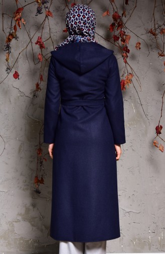 Belted Cachet Coat 1006-02 Navy Blue 1006-02