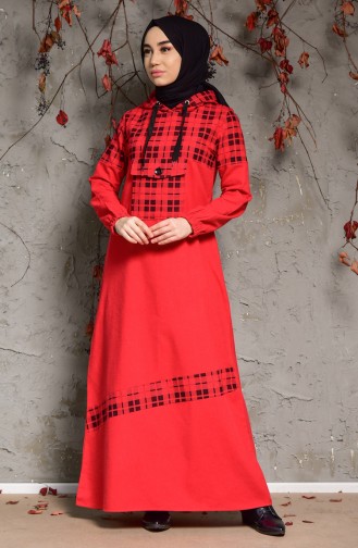 YNS Hooded Dress 4046-05 Red 4046-05
