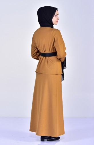 TUBANUR Knitwear Skirt Blouse Double Suit 3037-01 Mustard 3037-01