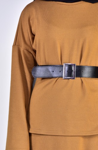 TUBANUR Knitwear Skirt Blouse Double Suit 3037-01 Mustard 3037-01