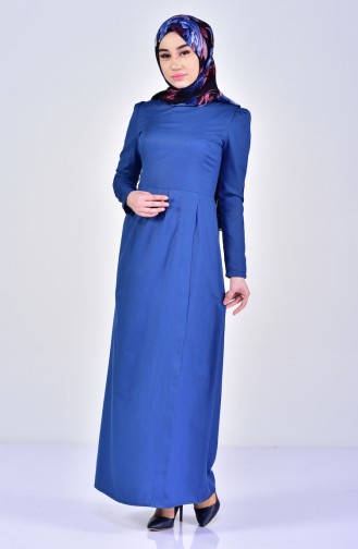 TUBANUR Pleated Detailed Dress 2985-01 Indigo 2985-01