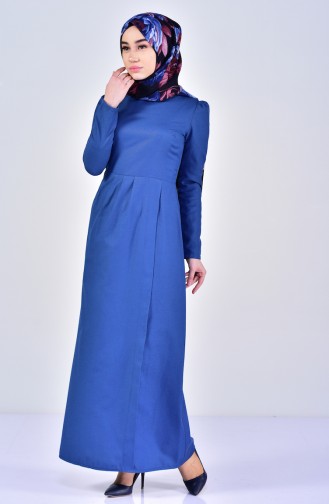 TUBANUR Pleated Detailed Dress 2985-01 Indigo 2985-01