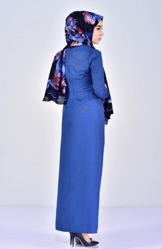 TUBANUR Pleated Detailed Dress 2985-01 Indigo 2985-01