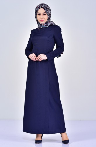 Dunkelblau Hijab Kleider 2985-03