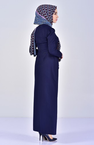 Dunkelblau Hijab Kleider 2985-03