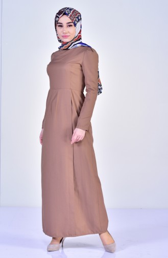 Milk Coffee Hijab Dress 2985-06