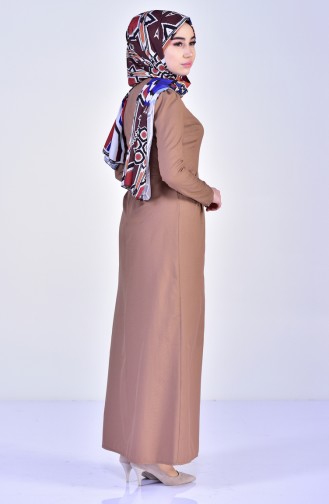 Milk Coffee Hijab Dress 2985-06