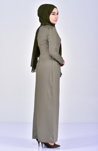 Khaki Hijab Dress 2985-07