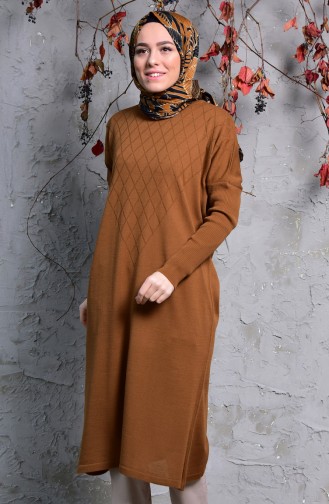 Yarasa Kol Triko Tunik 3924-13 Kiremit 3924-13