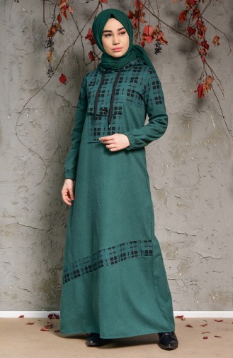 واي إن إس فستان بتصميم موصول بقبعة4046-02 لون أخضر زمردي 4046-02