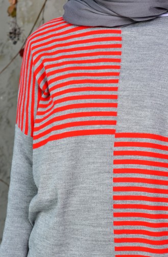 Striped Long Sweater 4709-06 Gray 4709-06