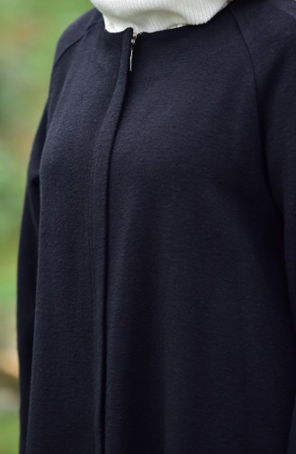Fleece Mantel mit versteckter Reißverschluss 1003-01 Schwarz 1003-01